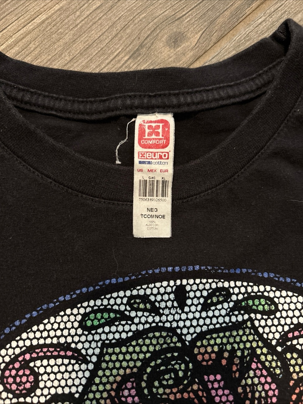 Vintage Euro Comfort Sugar Skull Graphic Tee - Black. Dot Art. - Picture 4 of 7